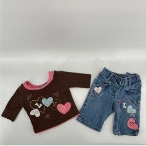 Koala Kids Pink and Brown Floral Top and Jean Y2K set